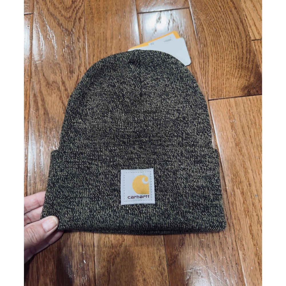 Carhartt Knit Cuffed Beanie Marled Brown Black Workwear Hat New With Tags